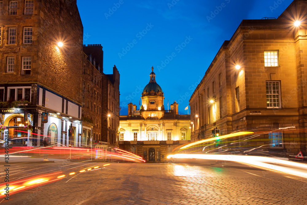 Edinburgh Scotland traffic at night 