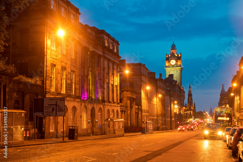 Edinburgh clock Scotland at night 