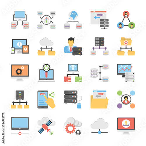 Communication and Networking Flat Vector Icons 