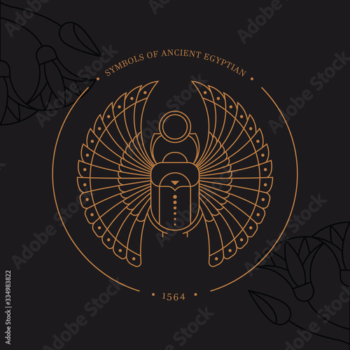Circular illustration of the Egyptian scarab beetle, personifying the god Khepri