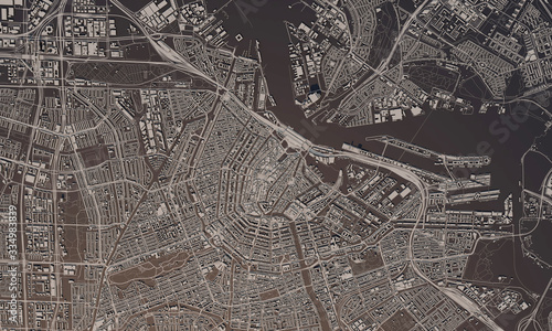 Photography Amsterdam, Netherlands city map 3D Rendering