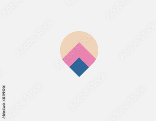 Geometric minimalistic logo icon pattern inside inverted drop shape for your company