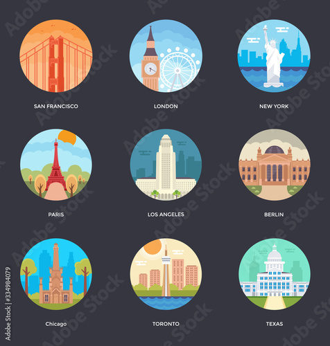  A Set Of World Cities Vector Illustrations