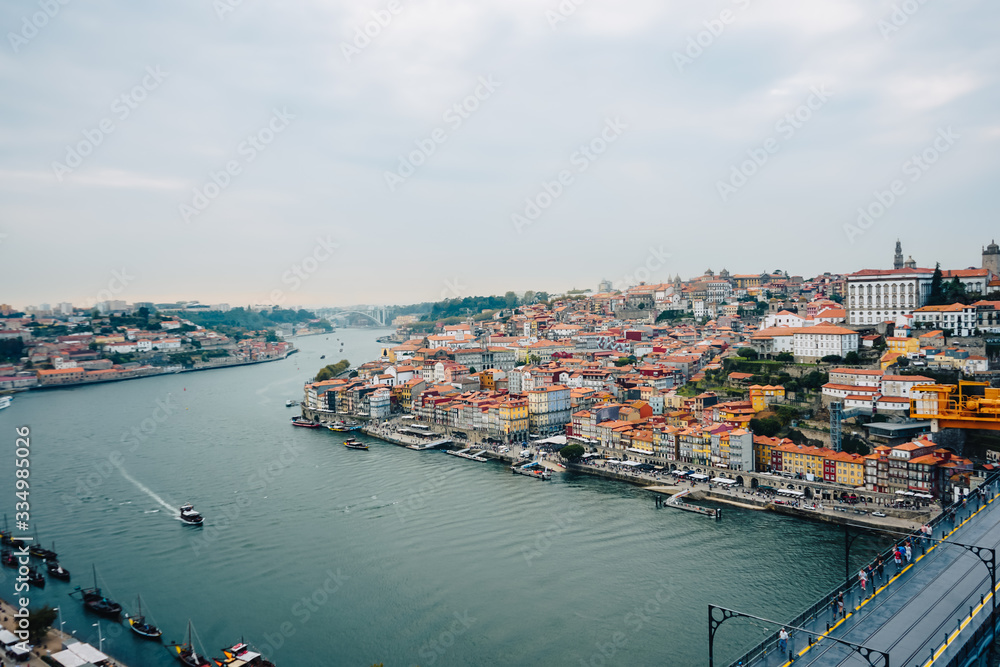 Porto, Região Norte/Portugal - September 16 2019 : View on Porto City with many beautiful and colorful Buildings.