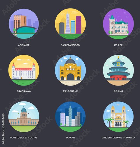  Illustration Vector Of World Cities Set  photo