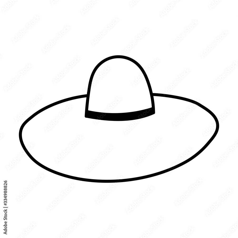 Elegant woman's hat isolated on white background. Headgear vector illustration for woman, girl or ladies. Summer sun protection. Doodle vector art. Single icon. Fashion flat sketch. Elegant woman's hat isolated on white background. Headgear vector illustration for woman, girl or ladies. Summer sun protection. Doodle vector art. Single icon. Fashion flat sketch.