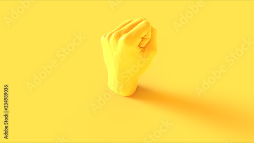 Yellow Raised Clenched Fist Anti Fascist 3d illustration 3d render  photo