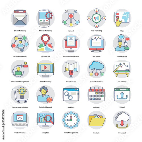  Flat Icons Of Digital and Internet Marketing