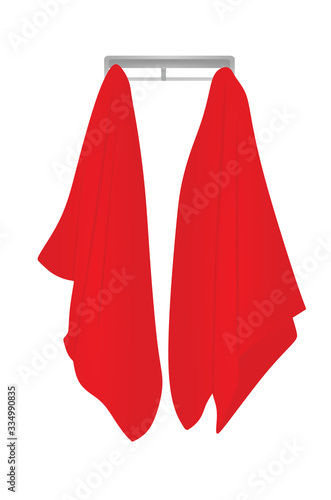 Red  hanging towels. vector illustration