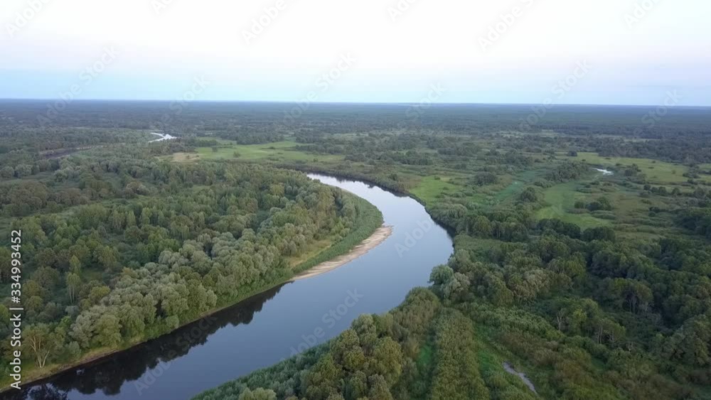 flight over the river. fog over water flight over the river. fog over water