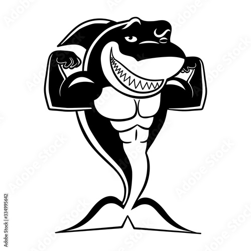 Vector illustration of tattoo shark.  Picture for prints, stickers and tattoo.