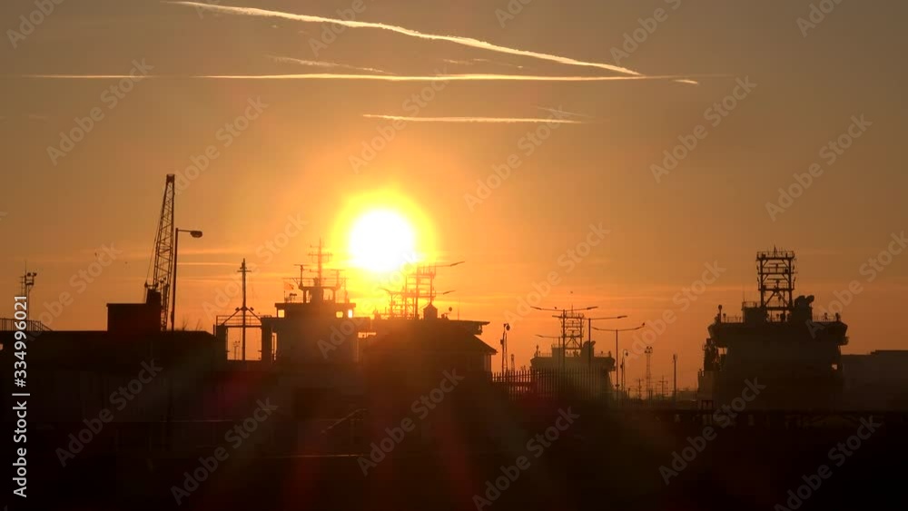 Hull city on the humber estuary ships and sunset UK 4K Hull city on the humber estuary ships and sunset UK 4K