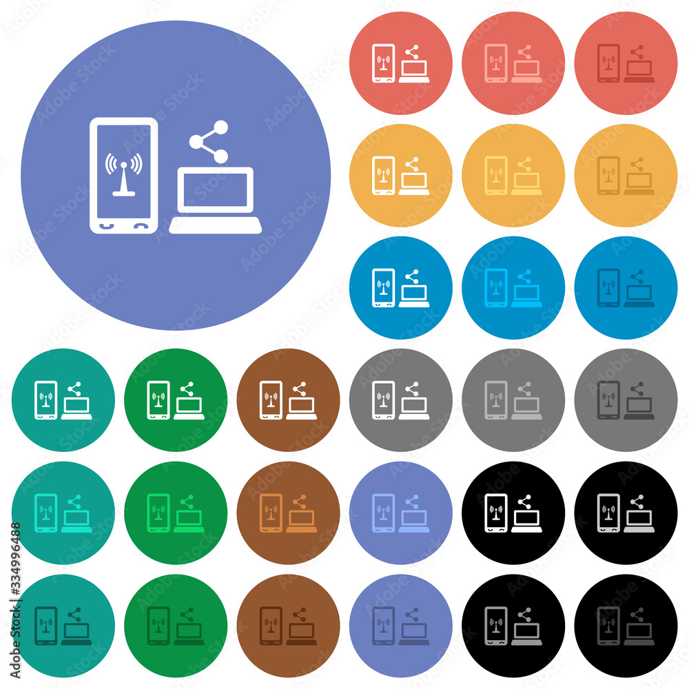 Share mobile internet round flat multi colored icons Share mobile internet round flat multi colored icons