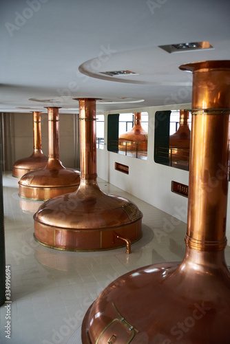 Copper brewing tank in old brewhouse