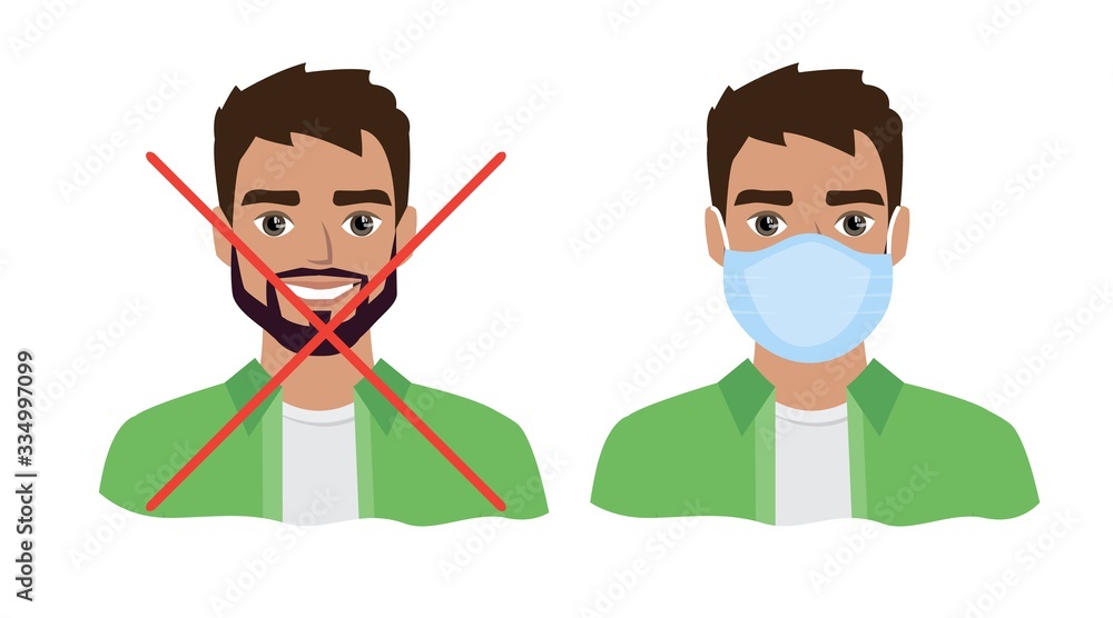Men wearing medical mask to prevent disease, flu, air pollution, contaminated air, world pollution. Men wearing medical mask to prevent disease, flu, air pollution, contaminated air, world pollution.