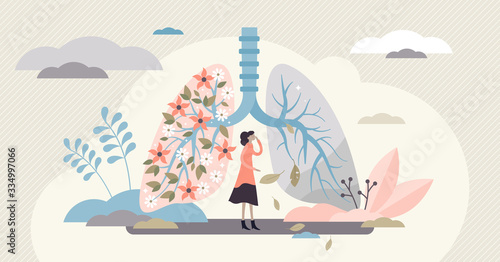 Lung health vector illustration. Covid-19 artistic flat tiny persons concept.
