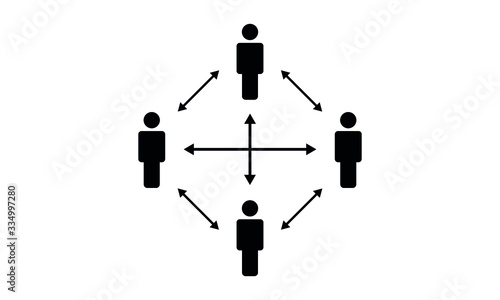 Social distancing between people or social interaction icon 