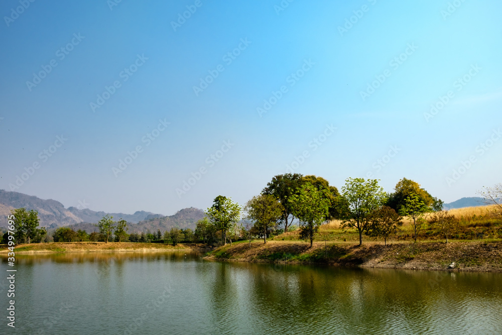 A beautiful natural landscape during the sunset period A beautiful natural landscape during the sunset period