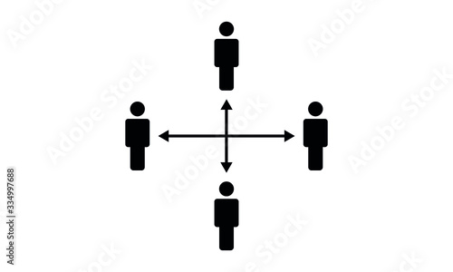 Social distancing between people or social interaction icon 