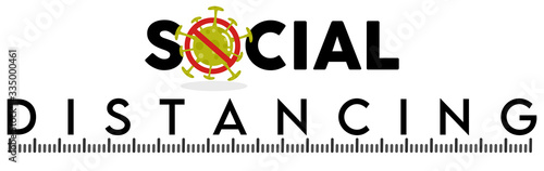 Vector banner of social distance ruler, keep distancing 1 meter for protection coronavirus or COVID-19 symbol to stay safe isolated on white background illustration