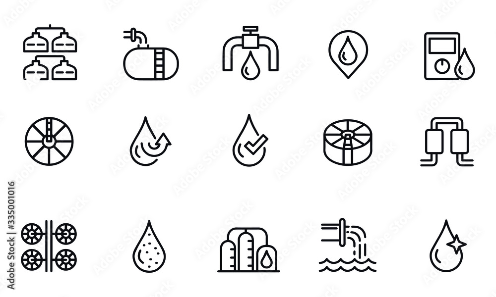 water treatment icons vector design black and white  - obrazy, fototapety, plakaty 