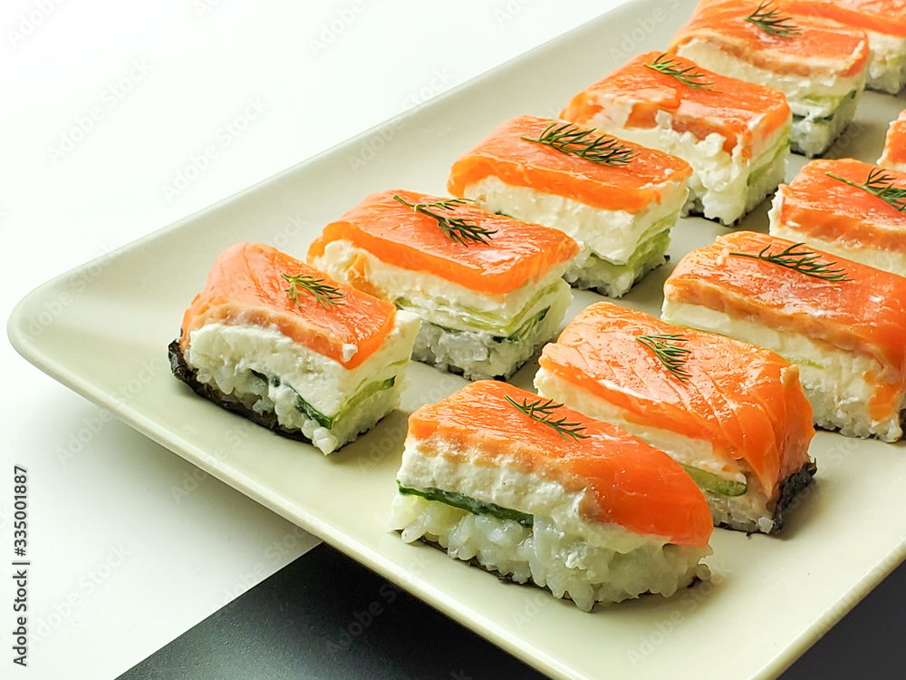 Homemade sushi wrapped sloppily. We cook at home sitting in quarantine. Homemade sushi wrapped sloppily. We cook at home sitting in quarantine.