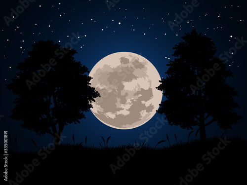 moon and tree
