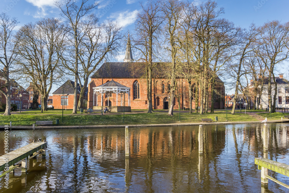 Historic Nicolai church at the harbor of Appingedam, Netherlands Historic Nicolai church at the harbor of Appingedam, Netherlands
