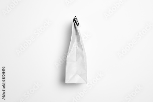 White blank Paper Package Mock-up for dry products on white background.High resolution photo.