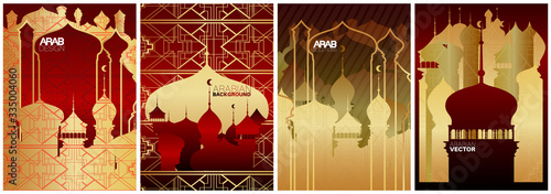 Modern poster template set with Arabian buildings. Abstract Cover Design with creative Shapes. Design collection, abstract
