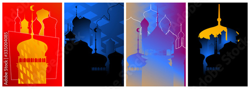Modern poster template set with Arabian buildings. Abstract Cover Design with creative Shapes. Design collection, abstract
