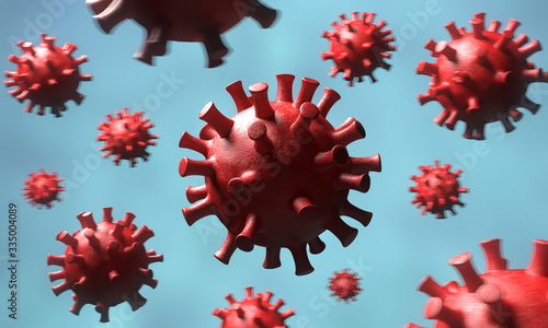 Visualization of the dangerous Coronavirus 2019-nCov. 3D Rendering