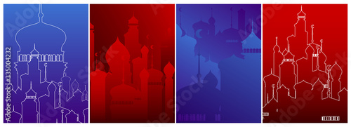 Modern poster template set with Arabian buildings. Abstract Cover Design with creative Shapes. Design collection, abstract