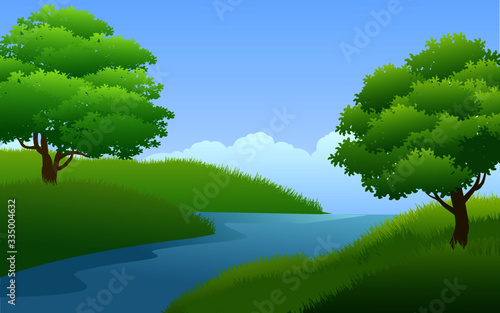 landscape with trees and water