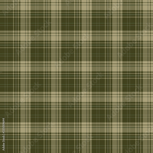 Seamless pattern in fascinating discreet swamp green and beige colors for plaid, fabric, textile, clothes, tablecloth and other things. Vector image.