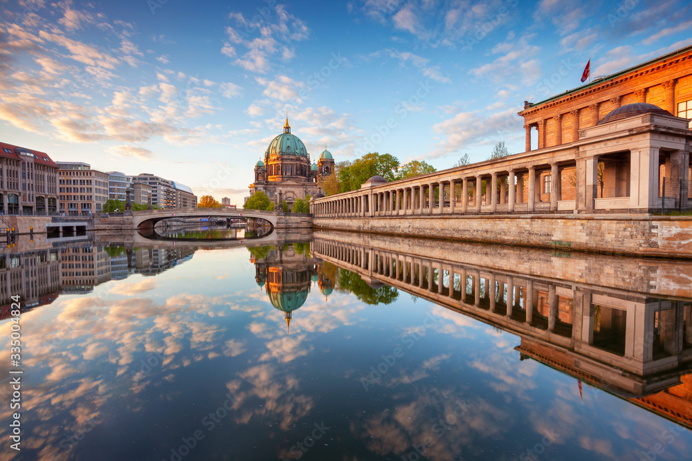 Berlin, Germany. Image of Berlin Cathedral and Museum Island in Berlin during sunrise.