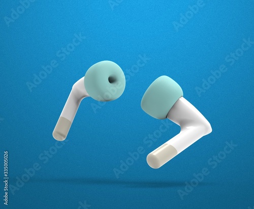 Minimalism earphones 3d illustration  render