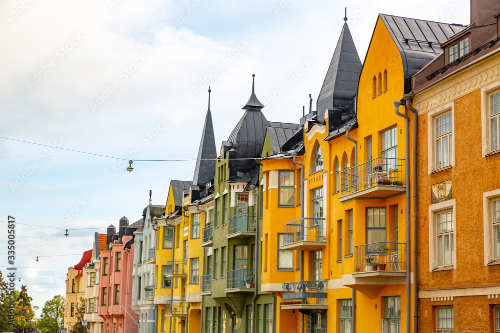 colorful houses in Helsinki, Finland