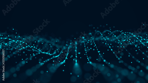 Structure of the network connection of points and lines. Data transfer. Abstract technology background. 3D rendering.