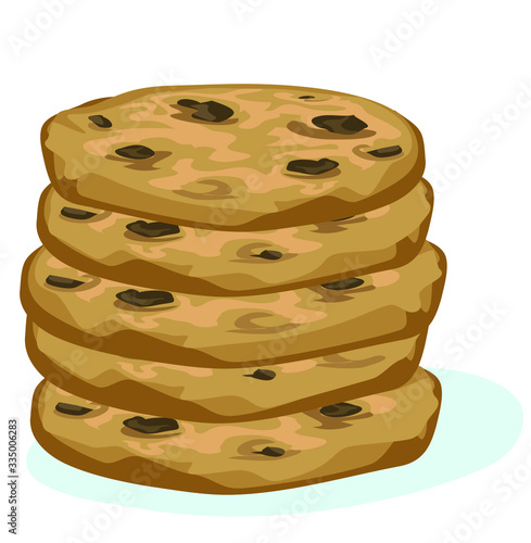 chocolate chip biscuit cookie symbol sugar sweets isolated on white background