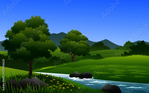 landscape with river and trees