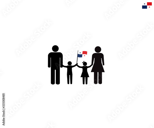 Panamanian family with panama national flag  we love panama concept  sign symbol background  vector illustration.