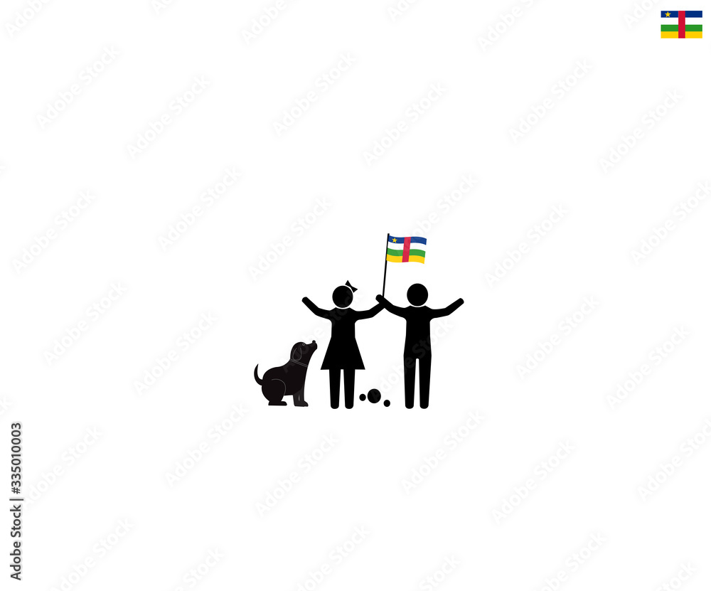 Central African children with national flag of Central African republic, future of Central african republic concept, sign symbol background, vector illustration. Central African children with national flag of Central African republic, future of Central african republic concept, sign symbol background, vector illustration.