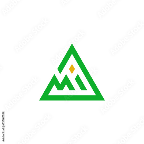 letter mi triangle geometric design logo vector