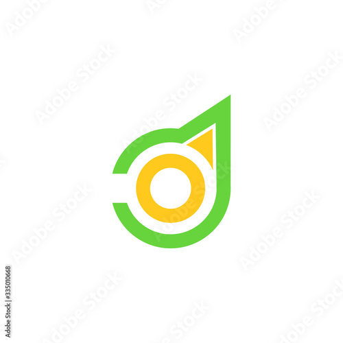 letter od circle geometric arrow logo vector