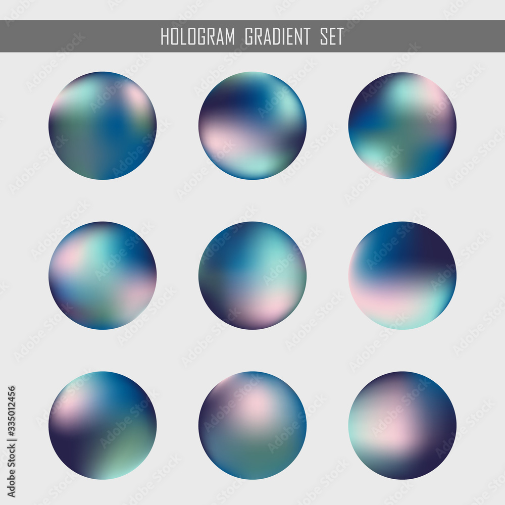 Abstract gradient hologram orb set design element background. illustration vector eps10 Abstract gradient hologram orb set design element background. illustration vector eps10