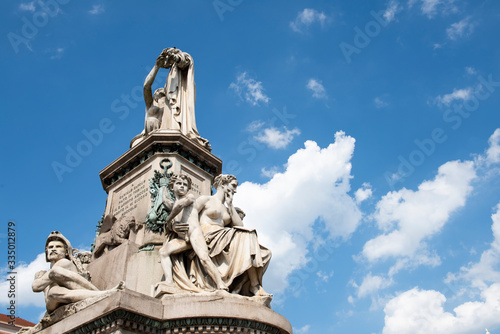 The statue of the italian politician Camillo Cavour in the Carlo Emanuele II Square