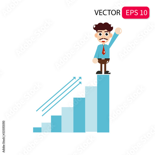 vector graphic flat design young entrepreneurs reach the peak of the target