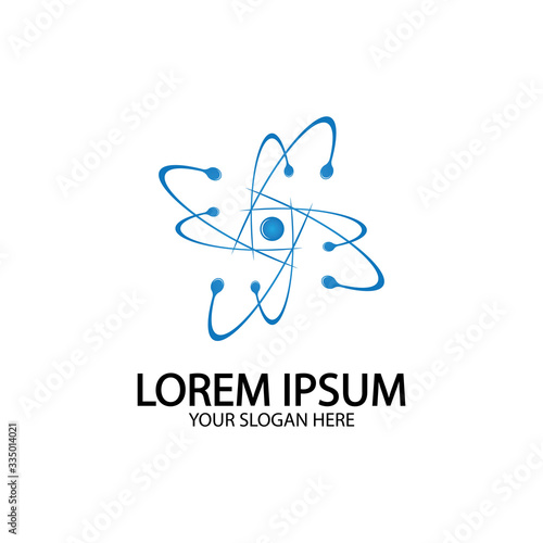 Atom Icon. Science sign. Atom logo. Atomic symbol. Nuclear icon. Electrons and protons. Atom, icon, proton, vector, electron, quantum, ellipse, medicine, abstract, atomic, biology