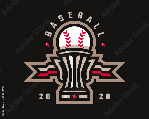 Baseball logo cup design, emblem tournament template editable for your design.